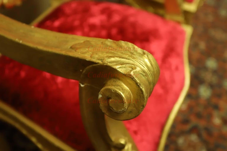 Antique Hand Made Luxury Louis XV Reproduction Chairs French Baroque Solid Wood Carved Velvet Armchair view 3