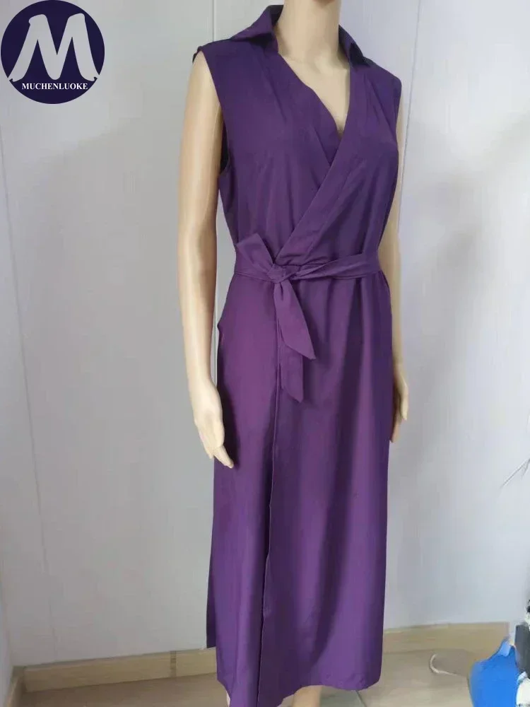 فستان نسائي أنيق وجميل بدون أكمام على شكل حرف v مثير ملفوف للأرداف فساتين سهرة للحفلات موضة صيف جديد 2025