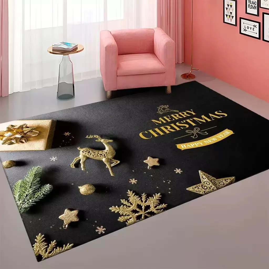 

VIKAMA Christmas Sofa Living Room Floor Carpet Bedroom Bedside Mat Cloakroom Carpet Non-Slip And Warm Home Decoration