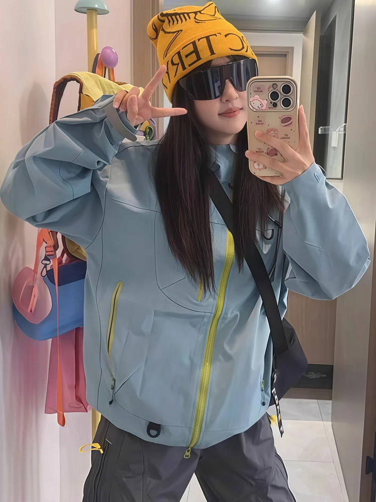 

Men's Retro Windproof Waterproof Loose Fit Hooded Jaet Autumn Season Couple's Faionable Brand High-End Feel Ox Cloth