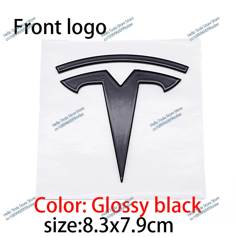 Abs Voor Tesla Model 3 Mode Y Matzwarte Auto Voorkap Logo Cover Embleem Sticker Styling Auto Achterkoffer Badge Accessoires