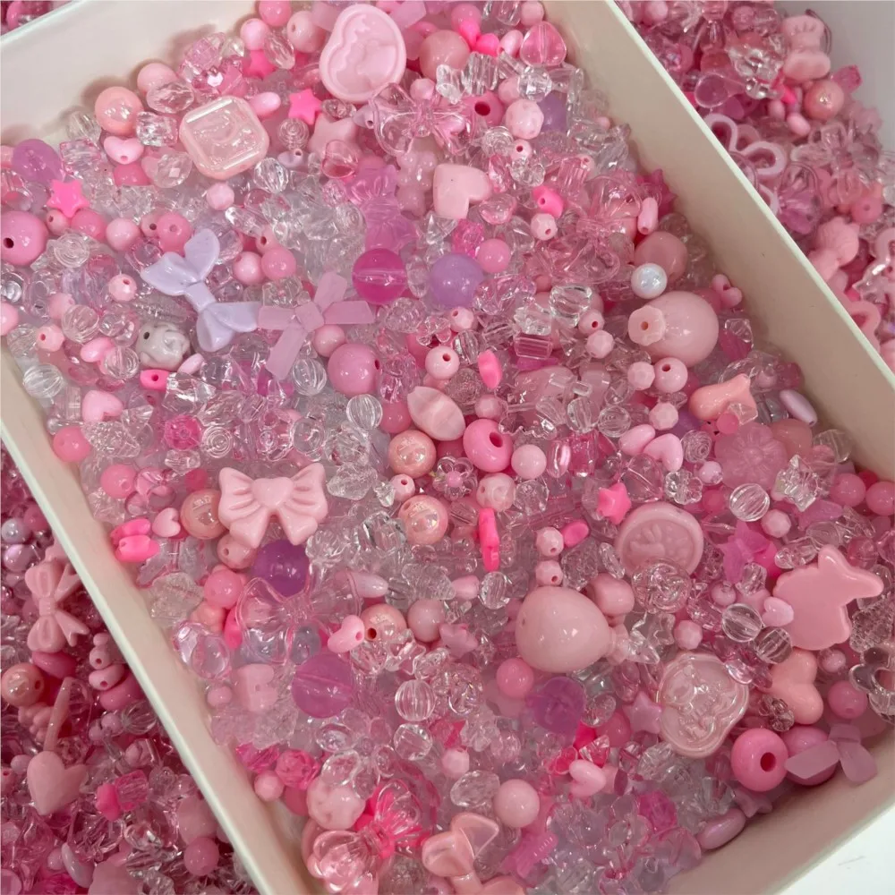 50g Cute Assorted Acrylic Kawaii Aesthetic Flower Butterfly Beads for DIY Bracelets Necklace Jewelry Mobile Phone Chains Making
