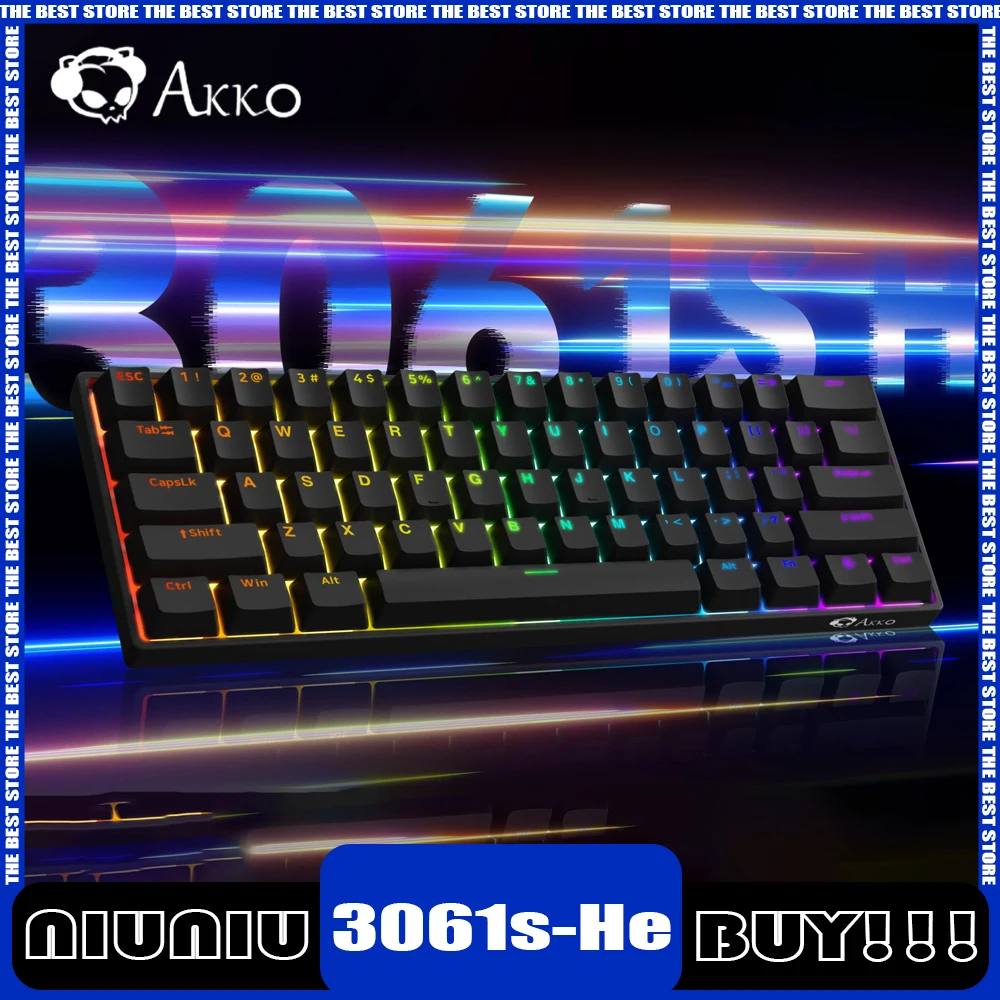 

Черная Магнитная клавиатура Akko 3061s-He с переключателем, 8k, с Rgb Подсветкой