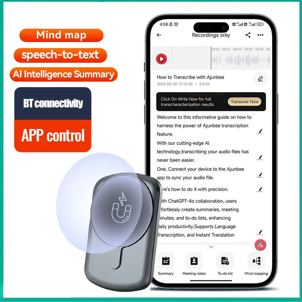 64/128GB Mobile Phone Call Recorder Smart AI Summary AI transcribes Voice Control Recording App Control Voice Recorder For IOS