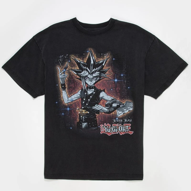 Yu-Gi-Oh Yugi Muto Print Vintage Wash Graphic T-Shirt Millennium Puzzle Anime Cartoon Men Women Kids Short Sleeve Streetwear Tee