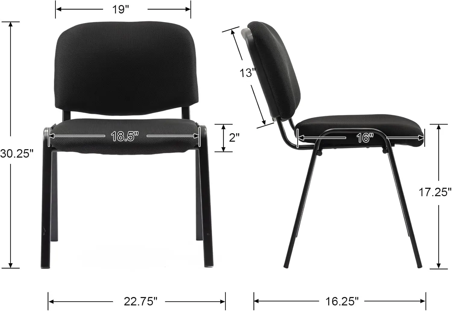 Cadeiras de escritório empilháveis pretas sem braços conjunto de 20, mesa de conferência ergonômica de recepção de malha para convidados para reuniões