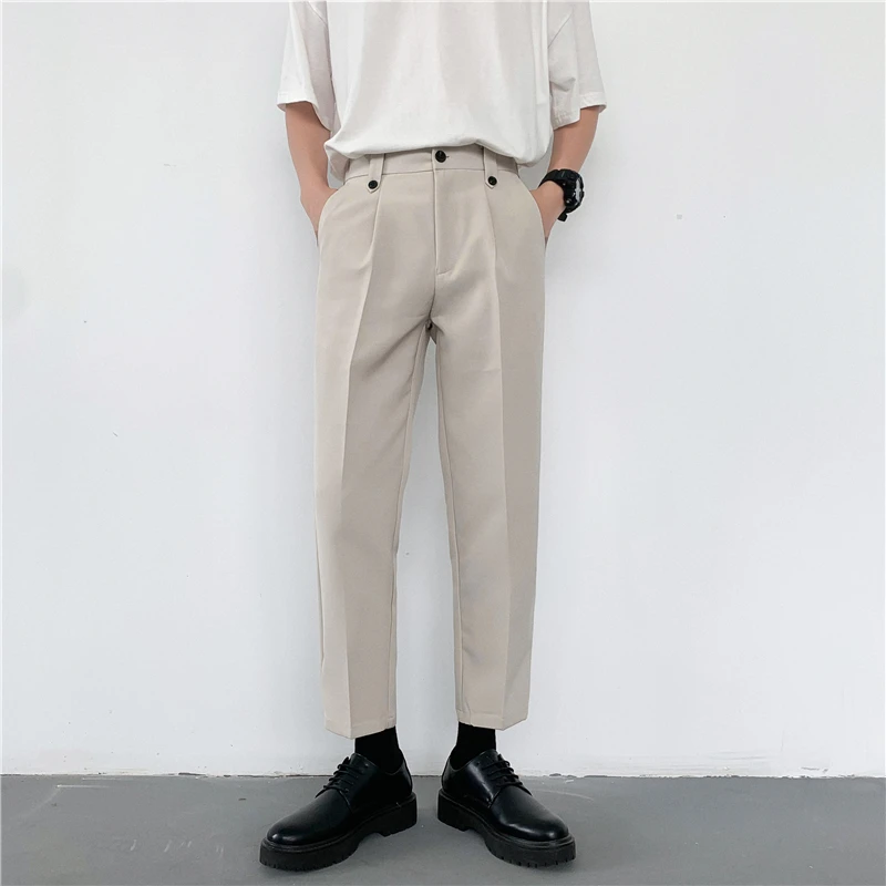 

Korean Fashion Drape Men's Suit Pants Autumn Youth Students 2023 New Thin Straight Pants Boy Casual 9-Point Trousers Male M24