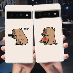 Cute Capybara Phone Case For Google Pixel 9 8 7 6 Pro XL 8A 7A 6A 5 4 5A 4A 3A XL 5G soft Silicone Clear TPU Cover
