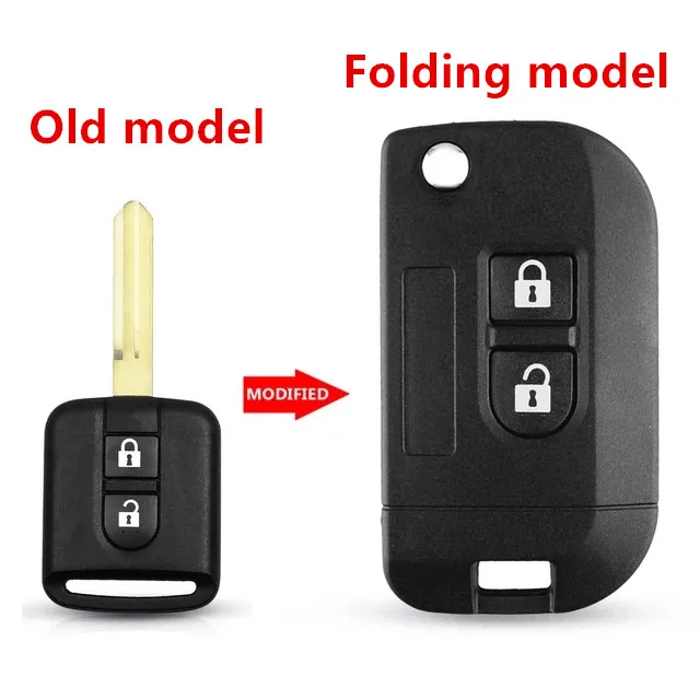 KEYECU Replacement 2 Buttons Folding Remote Key Shell Case Fob Cover For Qashqai Nissan Micra Navara Almera Note primera Sunny