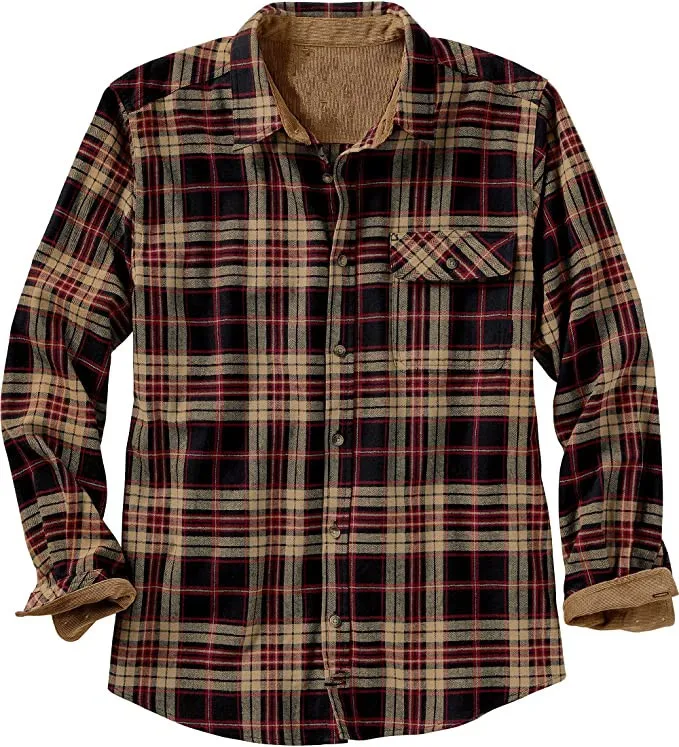 Plaid Shirt Jacket Mens Flannel Cotton Jackets Plaid Casual Button Cargo Work Coats Outwear Tops Camisa masculina Chemise homme