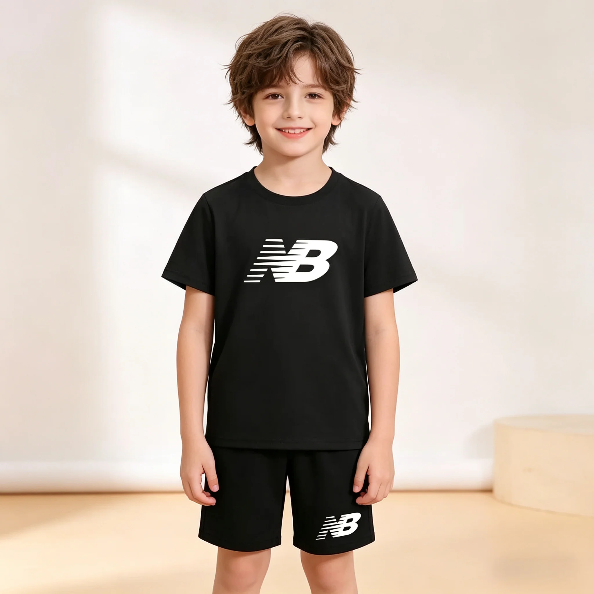 

3-12Age Boy Girl Summer 2Piece Children T-Shirt Set Casual Letters Printed Short Sleeve+Shorts Comfortable Breathable Sportswear