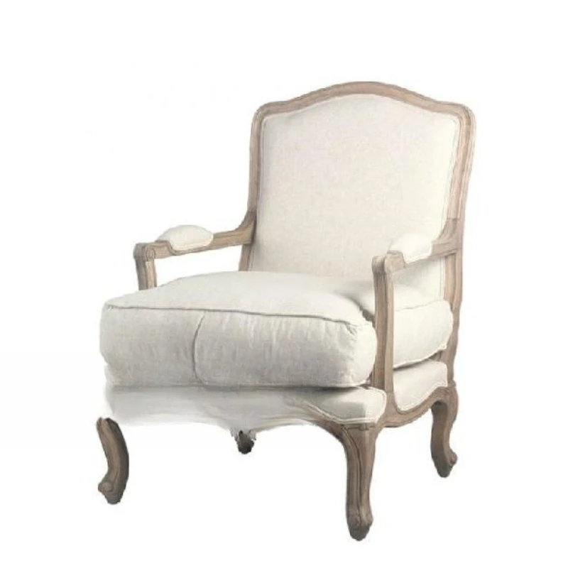 

Single sofa American country sofa, French fabric sofa, European solid wood sofa footstool