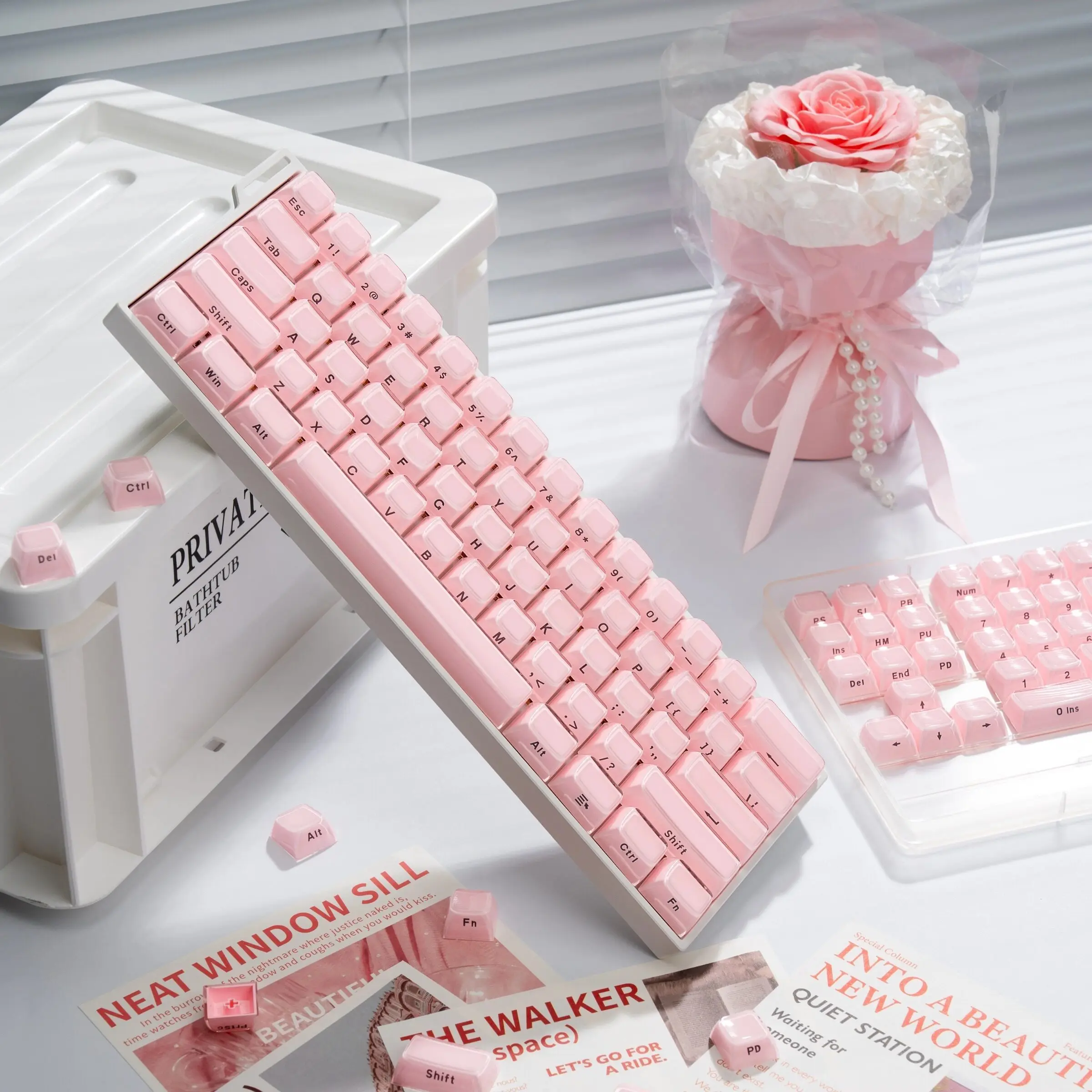 XVX Pink Jelly Side Print Keycap Ice Crystal Translucent OEM