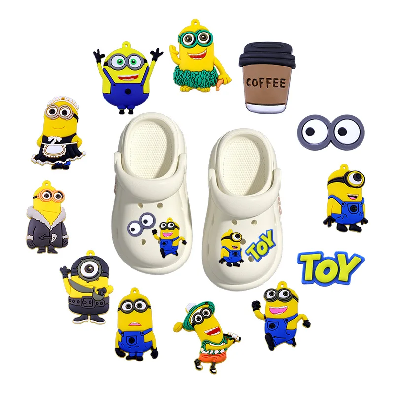 

12PCS cartoon Yellow Cyclops Boy shoes Charms Random style Decorations PVC Shoe Accessories Decoration Sandals Shoe Party Gifts