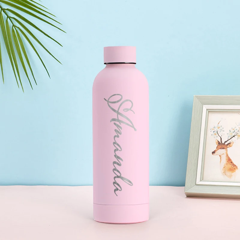 Custom Thermal Water Bottle 500 ml Engraved Name Stainless Steel Thermal Water Bottle Gifts for Bridesmaids Children