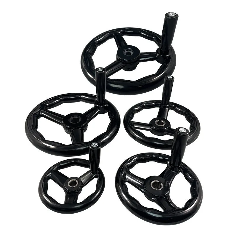Black Milling Machine Lathe CNC  Spoked Hand Wheel Wavy Round bakelite three handwheel 100/125/160/200/250mm