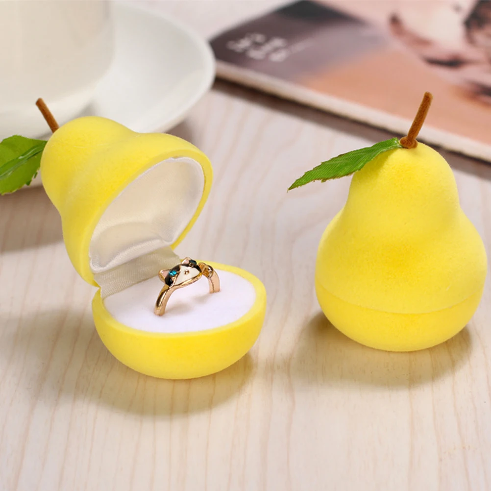 

Fruit Shaped Ring Box Jewelry ganizer Wedding Holder Case Yellow Color Engagement Present Gift Bride Accessories Storage