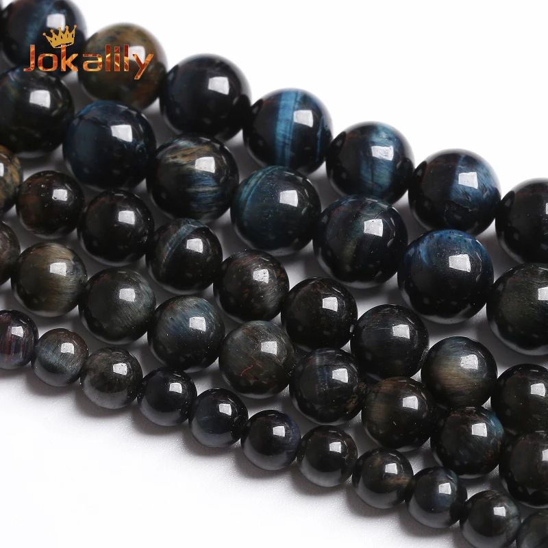 

Natural Blue Tiger Eye Stone Round Loose Spacer Beads For Jewelry Making Needlework DIY Bracelets Necklaces Accessories 15" Inch