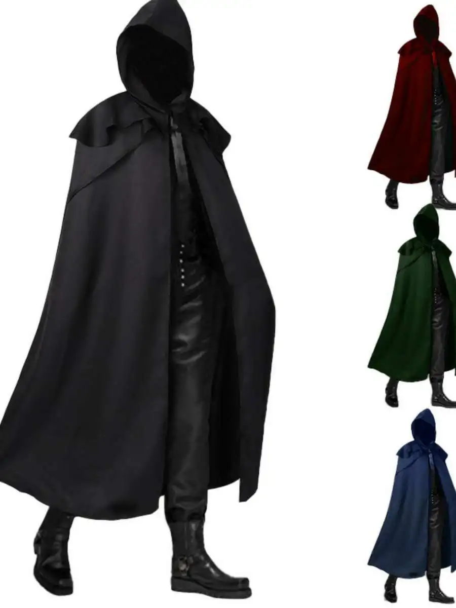 

Длинный плащ с капюшоном на Хэллоуин, средневековый готический костюм большого размера, костюм для выступлений, женская традиционная этническая одежда