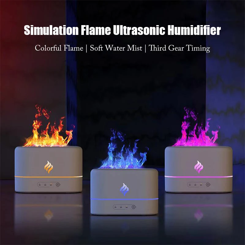 

7 Color Air Humidifiers Flame Lamp Diffusor Essential Oils Aromatherapy Humidifiers Diffusers Volcano Mist Maker For Home