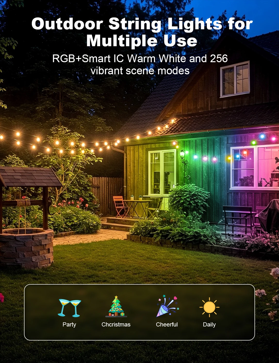 String Light Bistro - Smart RGB Color Changing Outdoor String