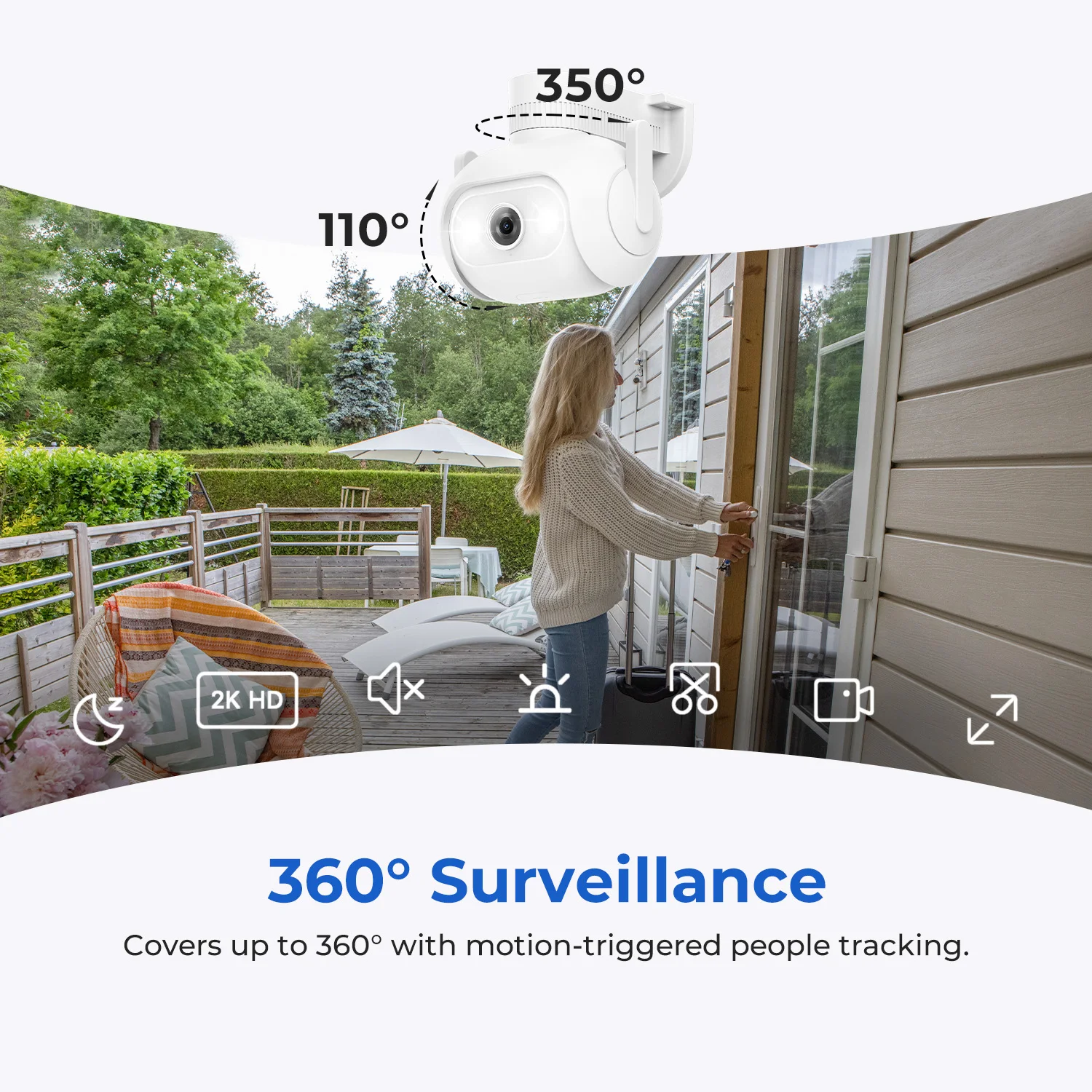 IMILAB EC5 Floodlight Camera 2K Smart Outdoor Security Surveillance Color Night Vision Human Tracking 360° PTZ Auto Deterrence