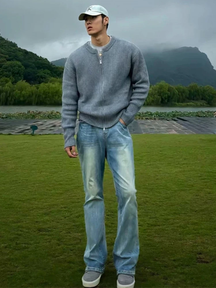 

ay Open Cardigan Sweater Men's Loose Knitted Outerwear Autumn Winter Lazy Sle Color Versatile Casual Trendy