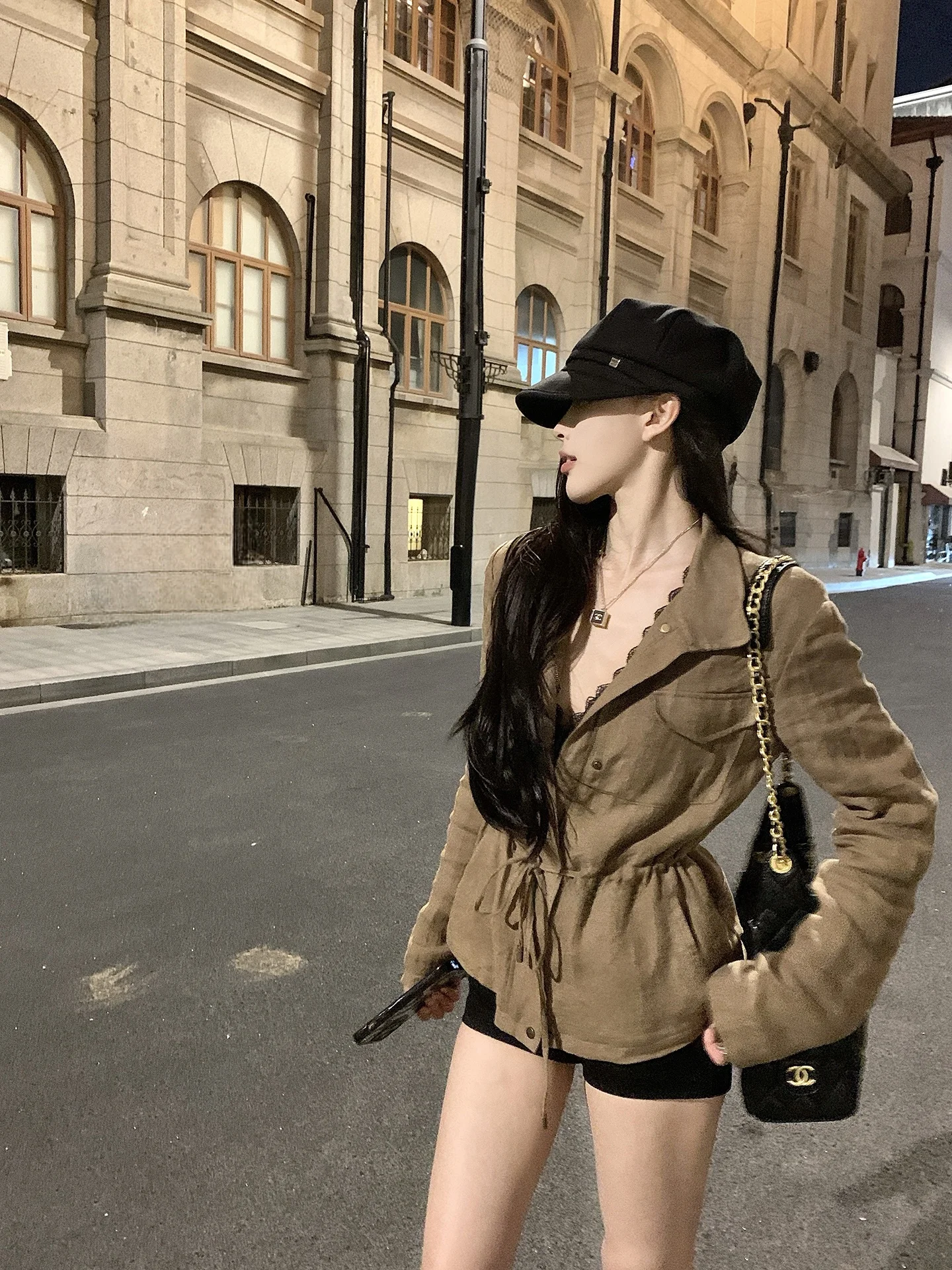 

Женская льняная куртка Hechenxi с небольшим воротником кофейного цвета, ранняя осень, новинка в стиле ретро, длинная застежка на пуговицы...