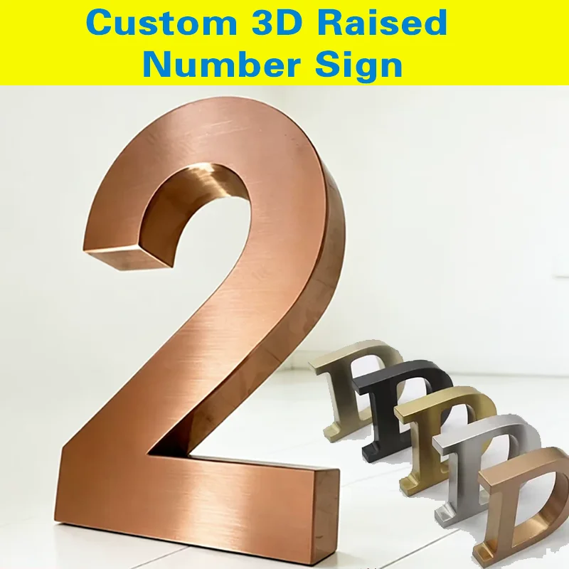Custom 3D Raised Number Sign For Business，Hotel，Shop Branding Personalized 3D Wall Decor Door Plates Address Sign，Building Sign