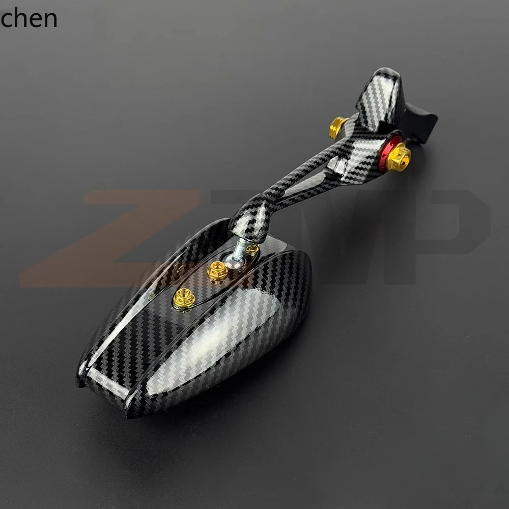 

ZML carbon pattern blue mirror anti-glare and rust-proof waterproof rearview mirror electric vehicle motorcycle reflector