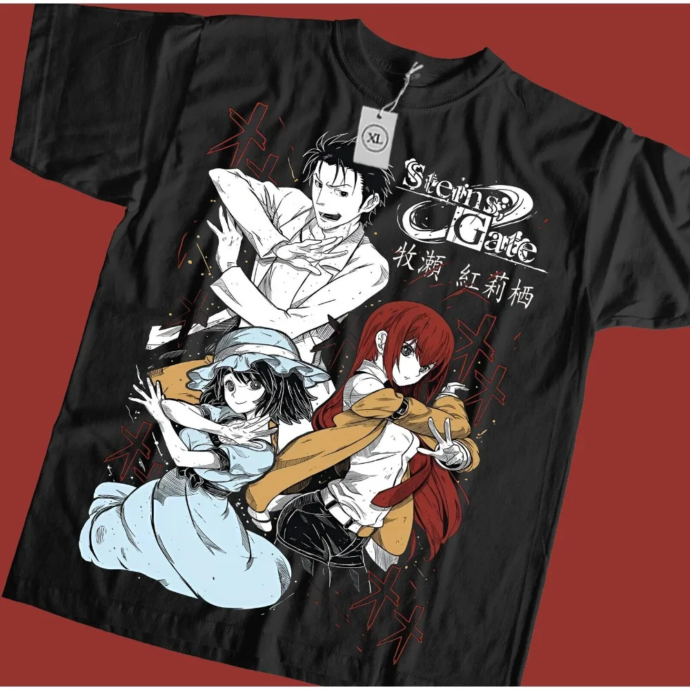 Steins;Gate Anime T-shirt Vintage Washed Y2K Aesthetic Unisex Oversized Short Sleeve Summer Cotton Retro Streetwear Hot Sale
