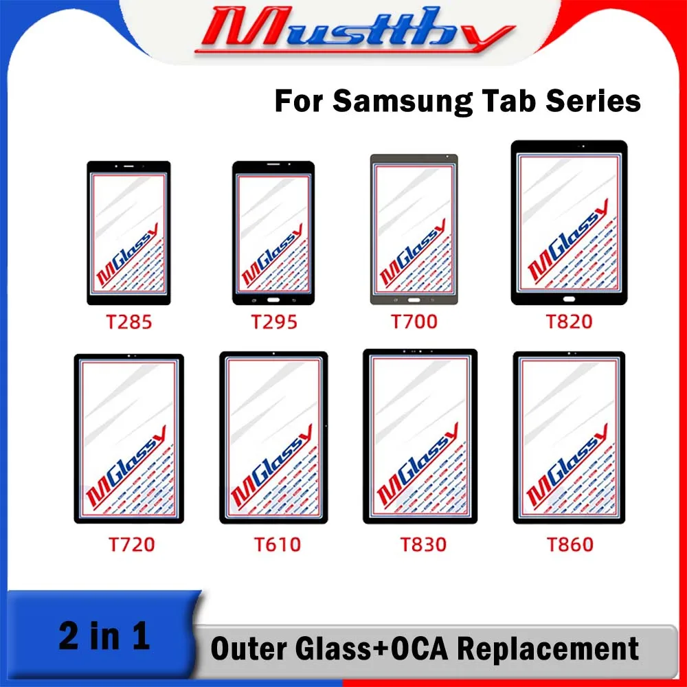 Musttby 5pc 1:1 OEM LCD Touch Screen Outer Lens+OCA For Samsung Galaxy Tab S7 S7+ plus T870 T875 T970 T975 T730 Replacement