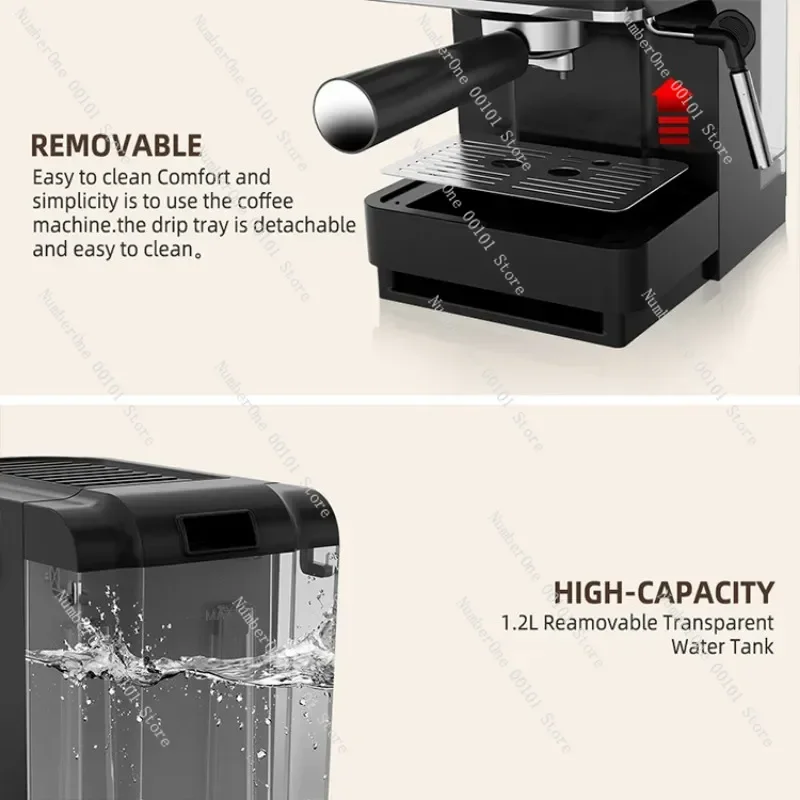 Italian Semi-automatic Pressure Coffee Machine Small Household Espresso Machine Steam Milk Frothing Machine Portable Cafetera