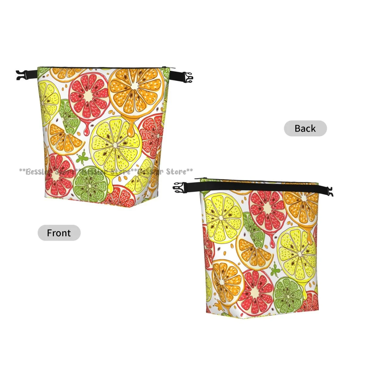 Roll-Top Insulated Lunch Bag Colorful Citrus Fruits Thermal Bento Box Bag Portable Cooler Bag for Picnic