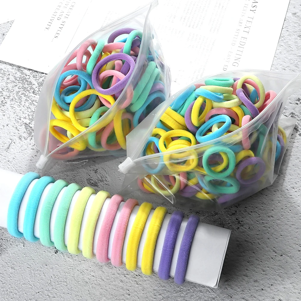 10-200Pcs Candy Color Hair Bands for Children 2-5cm Elastic Rubber Band Headwear Women Girl Scrunchies Ponytail Holder Wholesale