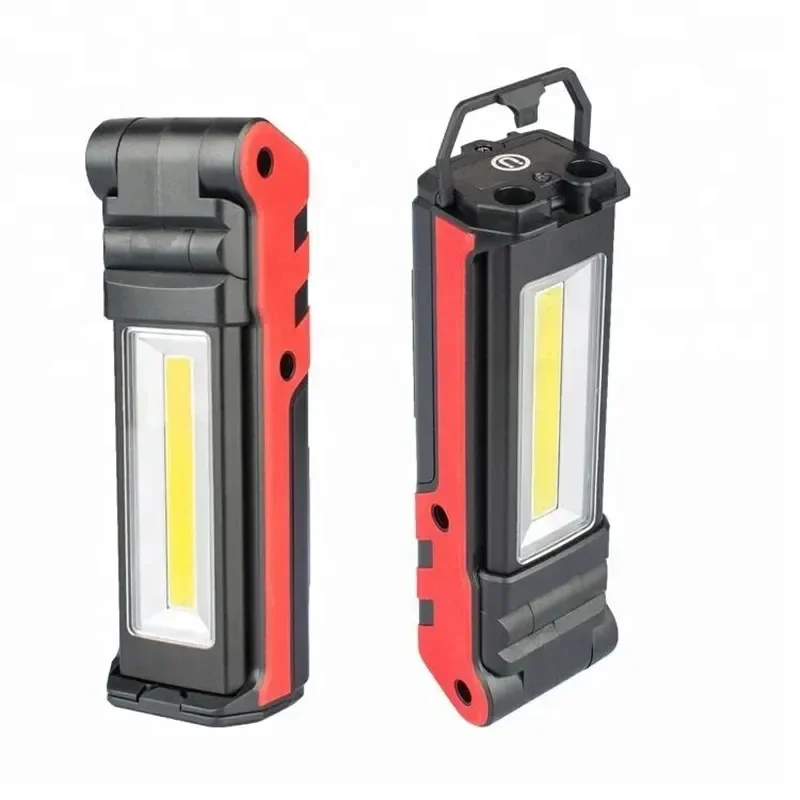 Dimmable COB LED Work Light USB Rechargeable Folding Flashlight Inspection Lamp with Magnetic Hook Power Bank