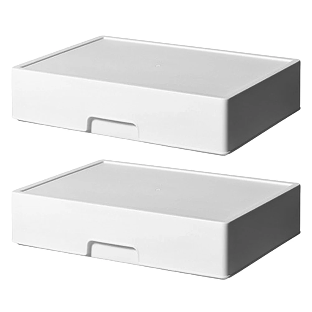 2pcs Card Style Storage Box Labeled Plastic Drawer Organizer For Home Office Use Multifunctional Storage Container