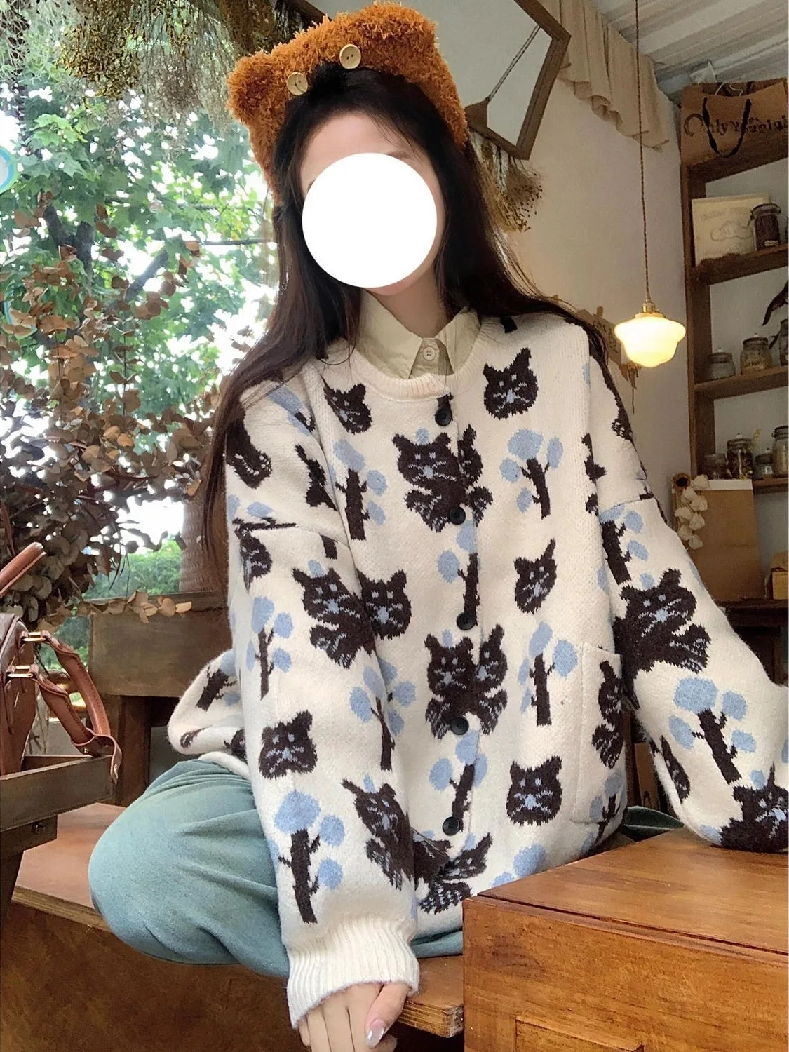 

Свитера Джемперы Кардиганы Женские Femme Oversize Мохеровая смесь Мягкая текстура Свободный крой Домашний вечер Нежная мода Уютная уличная одежда