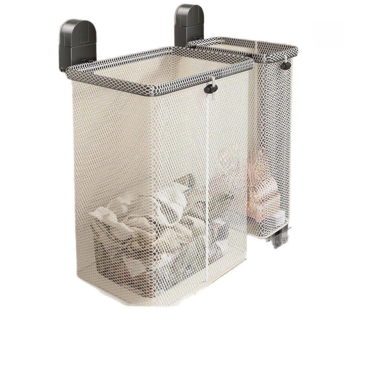 Bathroom Wall Mounted Dirty Laundry Hamper Foldable Toilet Clothes And Miscellaneous Items Basket Stainless Steel Material - view 5