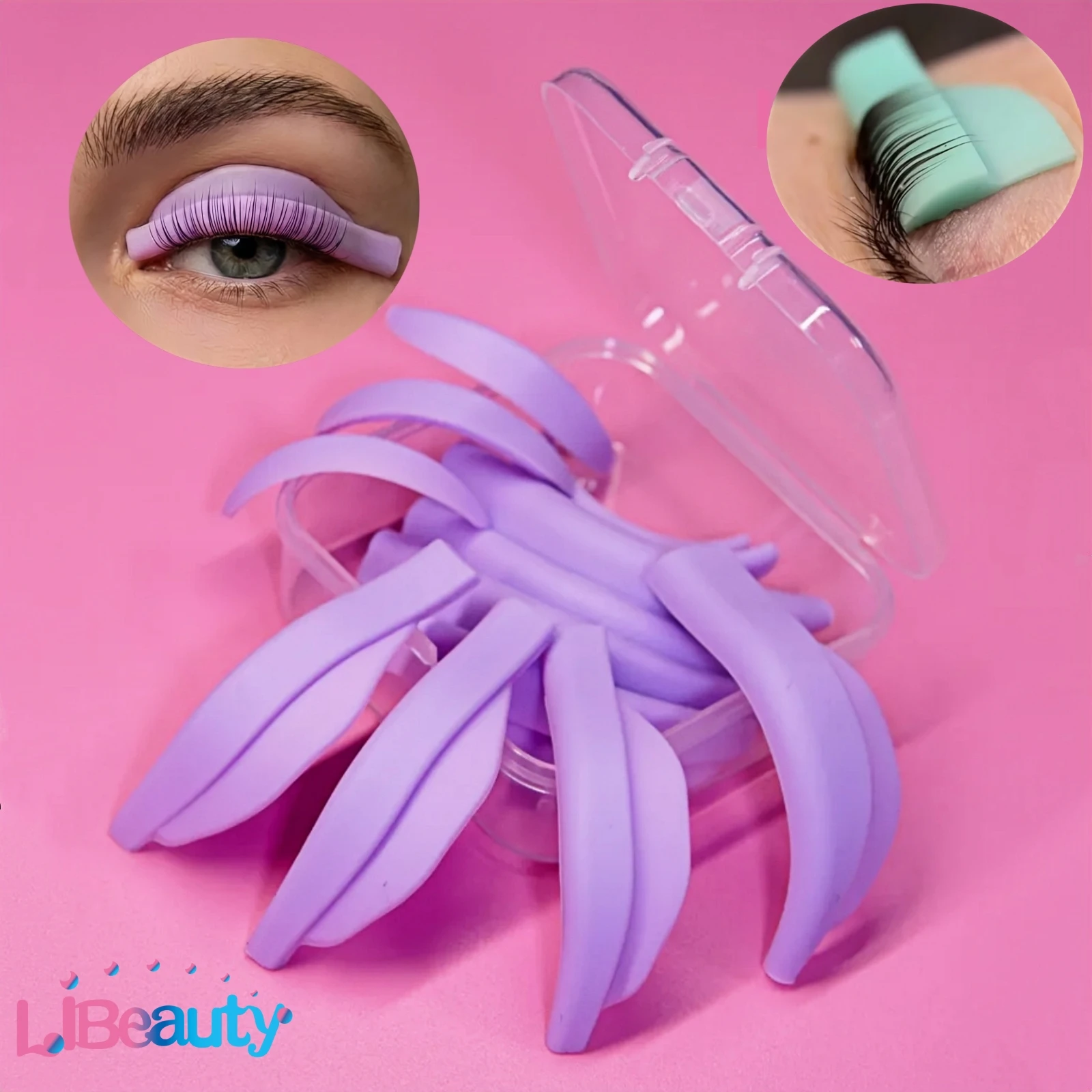 Libeauty 7 paris l curvado reutilizável silicone cílios perm hastes escudo pegajoso lash lift almofada levantamento 3d cílios modelador ferramenta de maquiagem