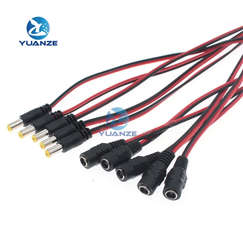 5pcs 10pcs 5.5x2.1 mm Male Female Plug 12V DC Power Pigtail Cable Jack for CCTV Camera Connector Tail Extension 24V DC Wire