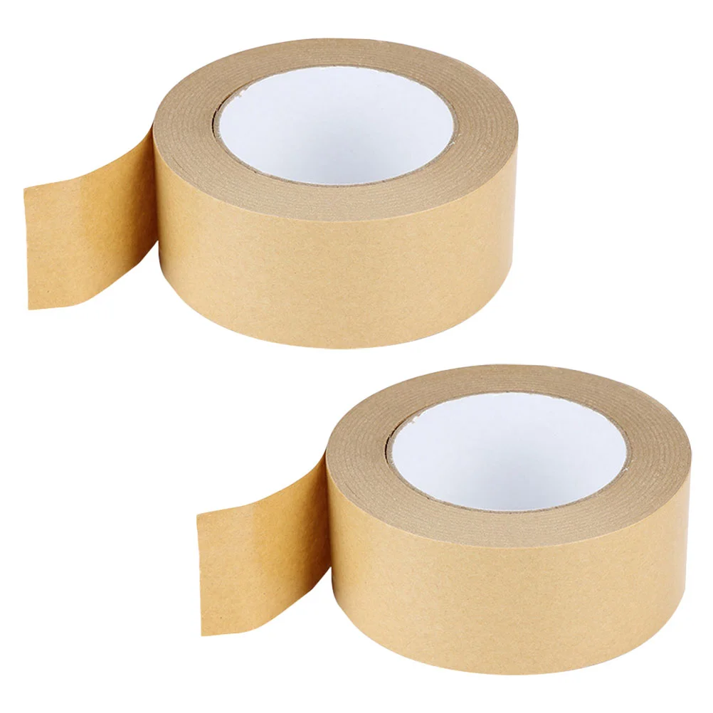 

2 Rolls Checkered Packing Tape Kraft Paper Sealer Machine Waterproof Flatback Wide Clear Carton Glue