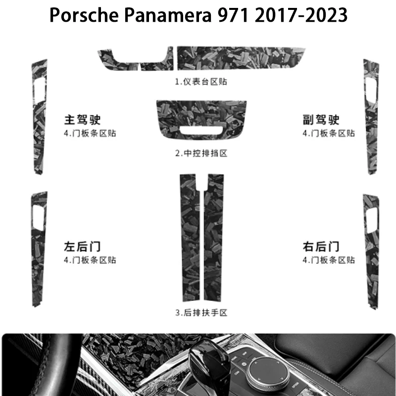 Carbon Fiber Interieur Trim Sticker voor Porsche Panamera 970 2010-2023 Centrale Bediening, Versnellingspook, Deurpaneel & Raamschakelaar