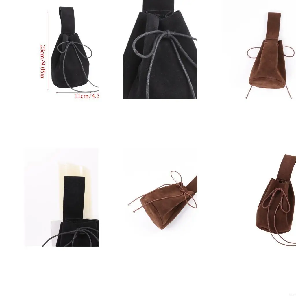 Y3NE Medieval Waist Pack Vintage Belt Waist Bag LARP Renaissances Costume Accessories for Women Men Leather Fanny Pack