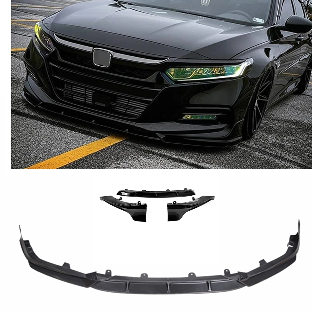 Lower Side Air Splitter Cover Canard Guard & Front Bumper Spoiler Lip For Honda Accord 4Door Model 2018-2020 YOFER