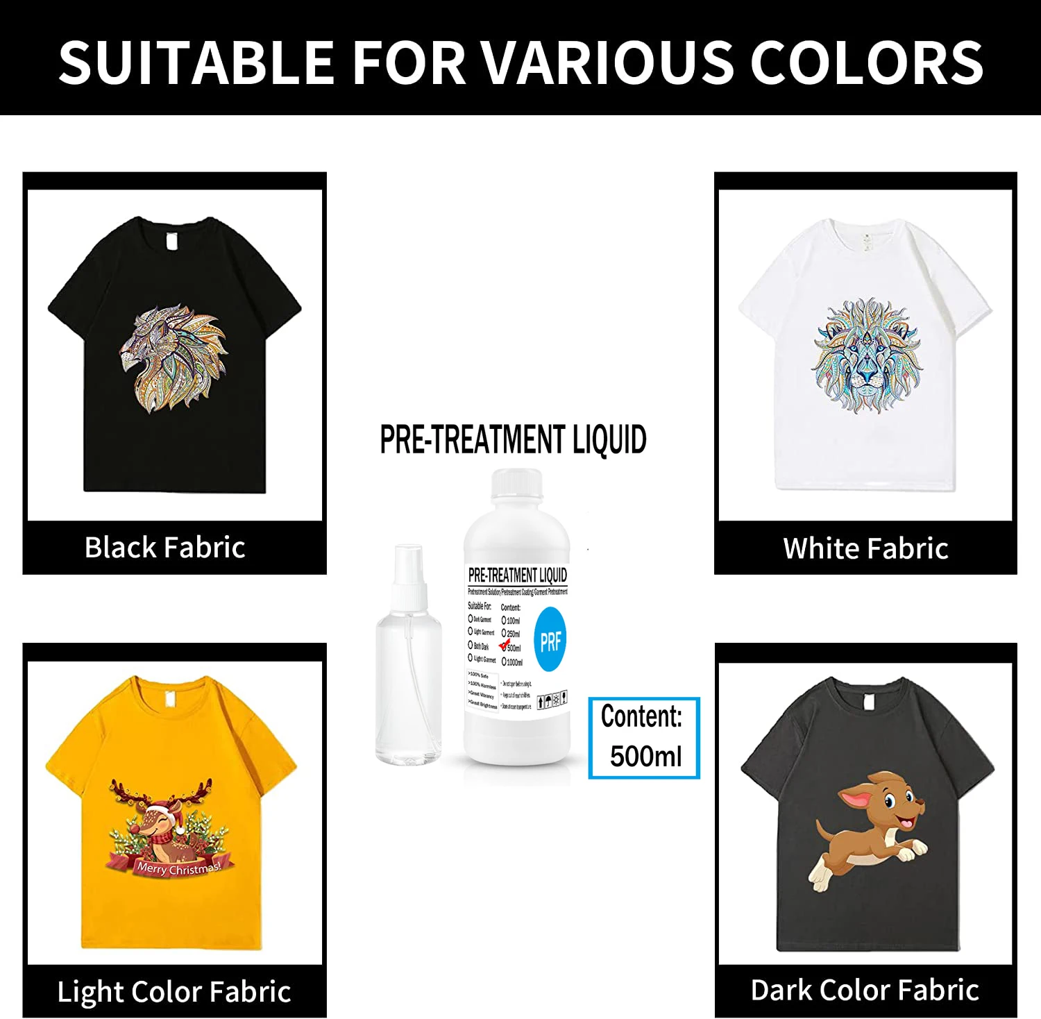 텍스타일 안료 잉크 코팅용 스프레이 DTG 잉크 전처리액, 인쇄 전 DTG 프린터용, 밝은 색상 및 어두운 색상 모두 사용 가능