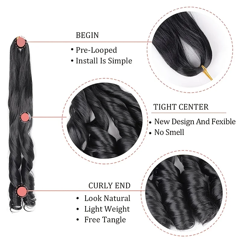 ฝรั่งเศสหยิกถักเปียผม24นิ้วหลวมหยัก1แพ็คเด้งถักเปียต่อผมสังเคราะห์ฝรั่งเศสขดโครเชต์ผม