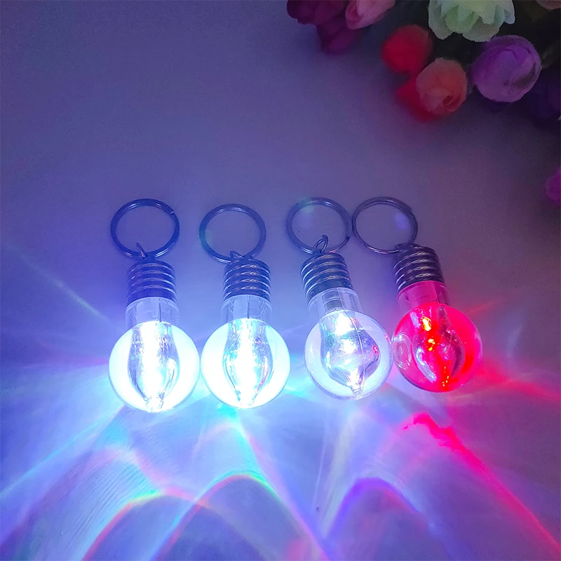 Novelty Lighting Mini LED Light Bulb Keychain Key Ring Illuminate Cartoon Car Key Ring Lamp Pendant Key Fob Christmas Gift