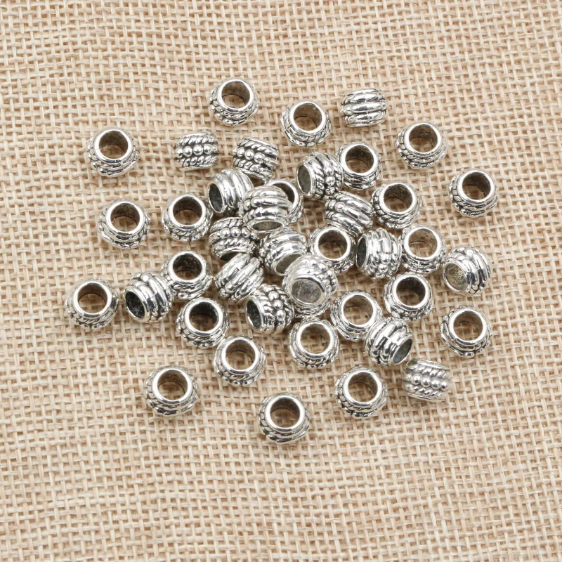 8x6mm 30pcs Hole Size 3.7mm Antique Gold Bronze Silver Plated Ball Handmade Charms Pendant Jewelry Making for Bracelet Necklace