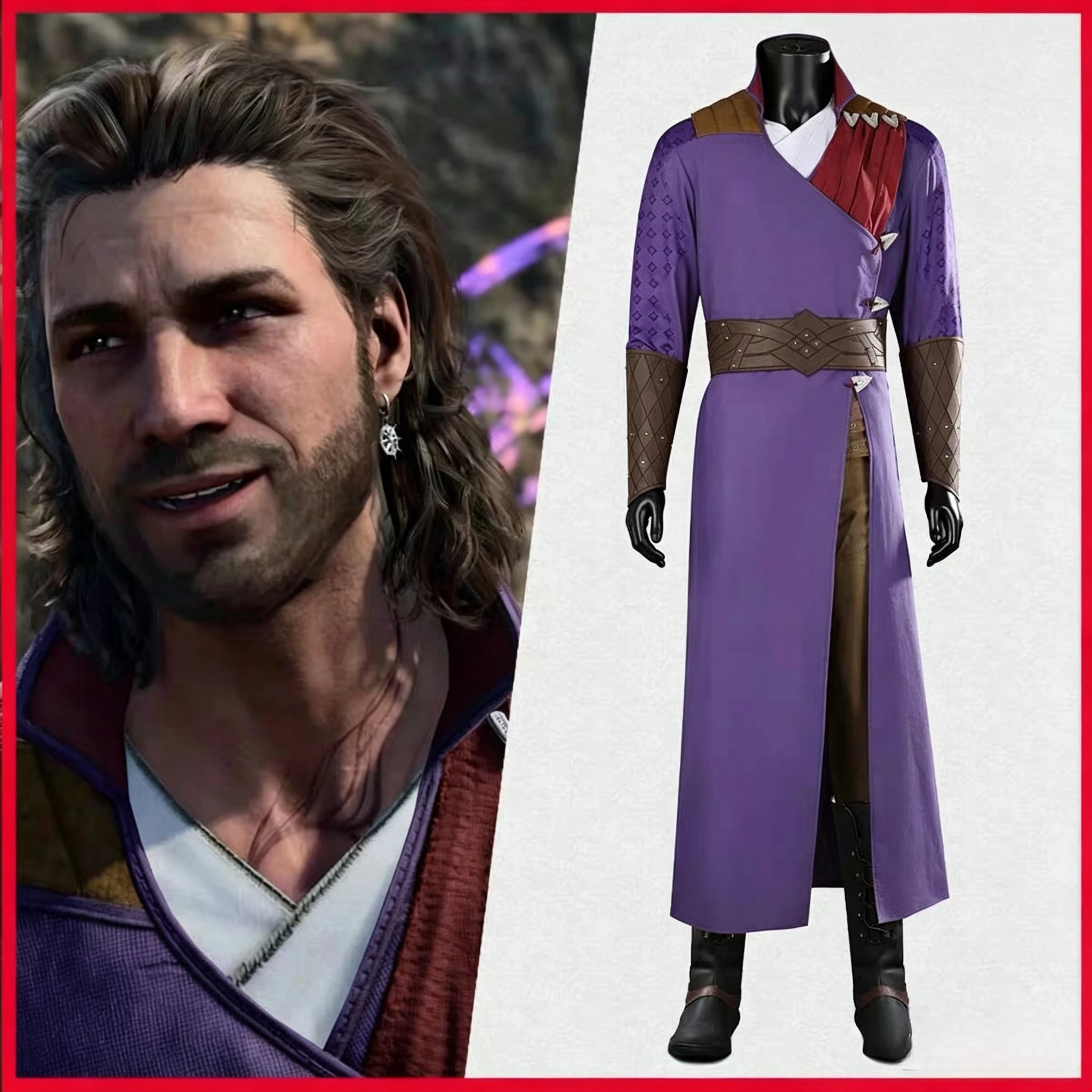 Disfraz de Cosplay de Gale, Túnica Morada, para Hombre, del Juego Baldur's Gate 3, Uniforme para Juego de Rol, Halloween, Navidad, Carnaval, Conjunto Completo
